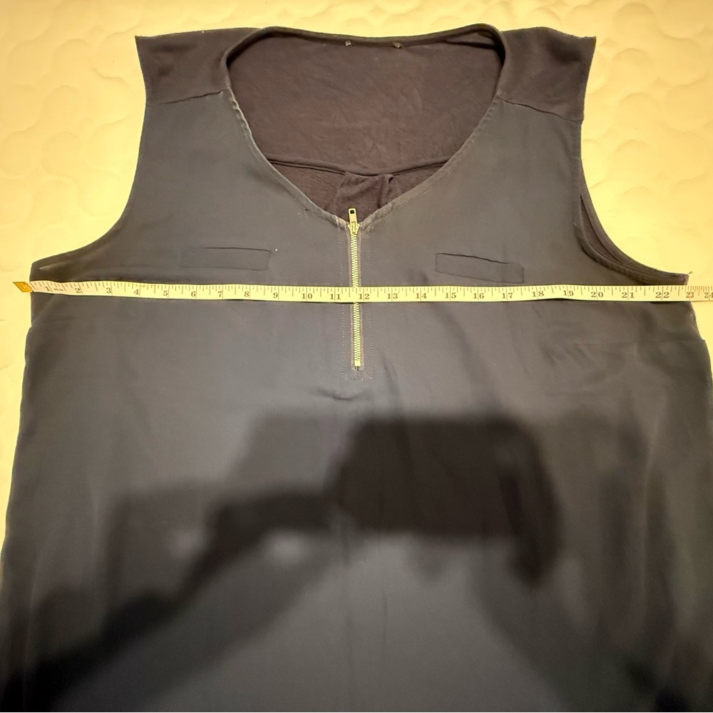 Navy Sleeveless Top with Zipper - Picture 2 of 2